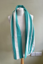 Unicol Jade Green White Striped Wool College University Scarf Vintage