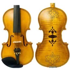 Strad style Song Maestro Violin 4/4 Drawing Inlay,Big and deep bass sound #9702