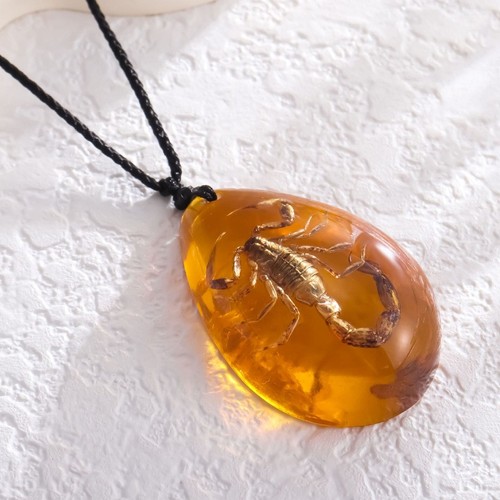 Yellow amber scorpion drop - amber,