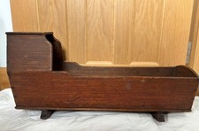 Antique Victorian Wooden Rocking Dolls Crib Rocking Cradle cot &mattress 