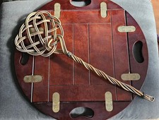 Vintage Rattan Wicker Rug Beater Fly Swat Handwoven Carpet Whip Primitive Decor