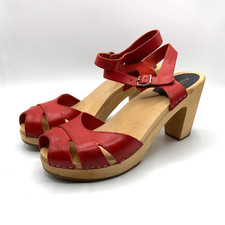 SWEDISH HASBEENS Katja Wooden Clogs in red 41 eur 8uk ~11us