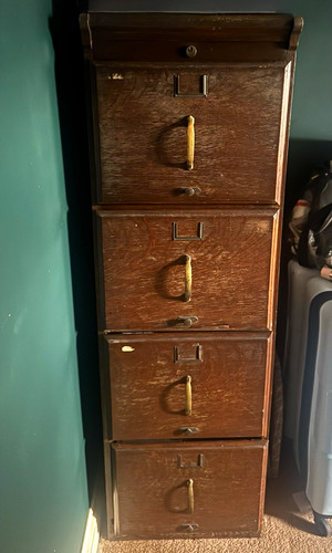 Antique 1930s oak filing - antique,