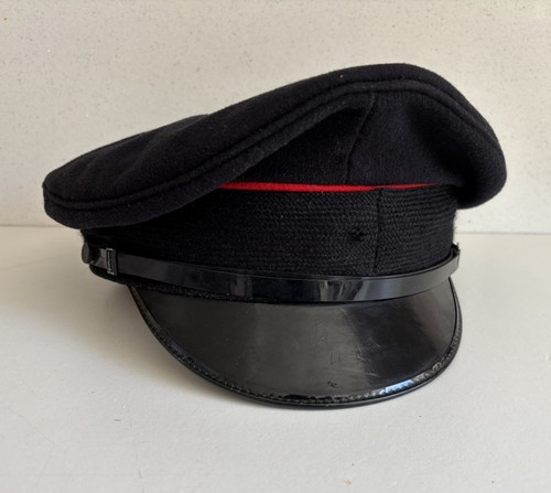 Black military peaked cap red - peaked,