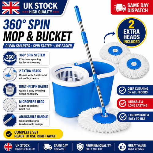 Blue floor magic spin mop - blue,