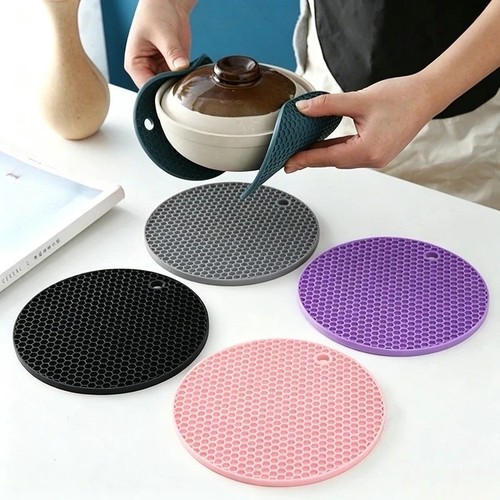 Round silicone trivet mat pan - round,