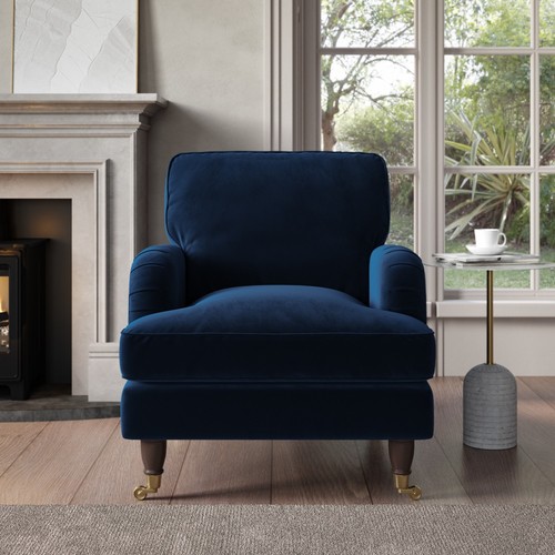 Blue velvet armchair with - velvet,