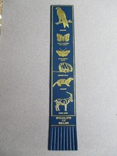 Leather BOOKMARK Wildlife of Wales Welsh Red Kite Polecat Vole Feral Goat BLUE