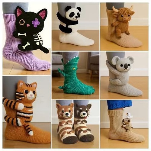 Cute animal socks - 3d,