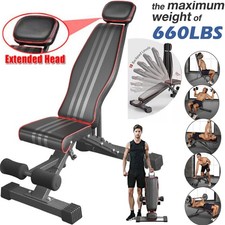 Weight Bench Adjustable Foldable Strength Training Full Body Workout Incline Gym