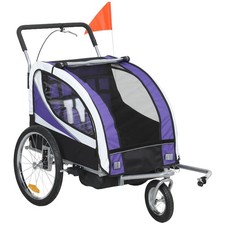 HOMCOM 2 Seat Child Bike Trailer, Baby Bicycle Trailer for 2 Kids, Purple