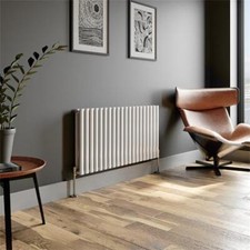 Horizontal Oval Tube Double Panel Designer Radiator 600x1200mm White 40 Tubes
