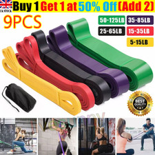 9X Resistance Bands Pull Up Assisted Set Exercise Loop Gym Fitness.Bands 5-125LB