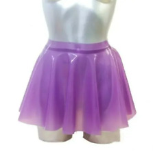 transparent purple latex short skirt natural latex rubber pleated skirt skating