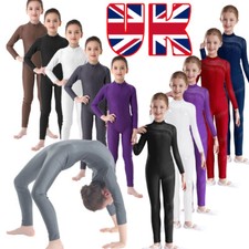 UK Ballet Leotard Girls Long Sleeve Skating Unitard Dance Jumpsuit Gymnastics