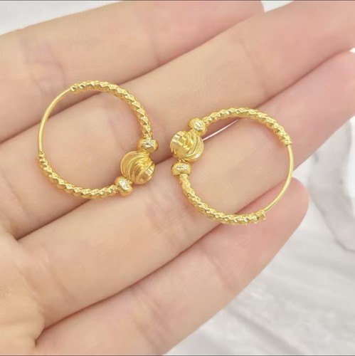24k gold plated beaded hoop - gold,