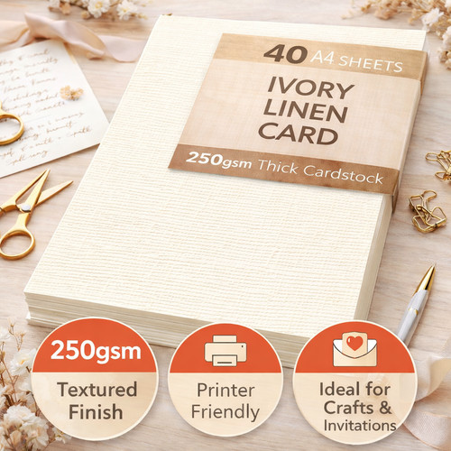 Ivory linen card 250gsm - a4,