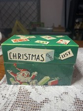 StyleCraft Vintage Tin Christmas Card List Recipe Box