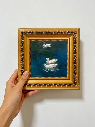 Vintage three white - white, ducks