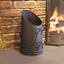 Coal Bucket Kindling Iron Anthracite Scuttle Black Galvanized Fireplace Ash 41cm