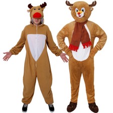 ADULT REINDEER COSTUME CHRISTMAS FANCY DRESS CHOOSE STYLE MASCOT OR ALL IN ONE