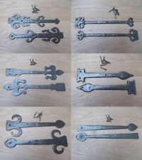 Pair of ANTIQUE IRON gothic tudor cast iron dummy false hinge fronts