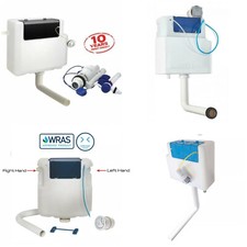 CONCEALED DUAL FLUSH TOILET CISTERN CHROME BUTTON CHOICE IN STYLES-WATER INLETS