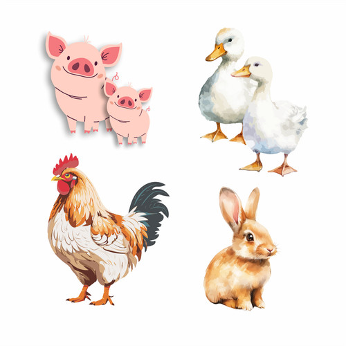 Farm animal stickers decor - farm,