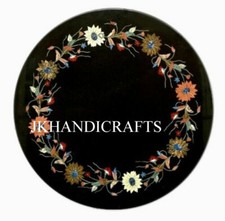 18" Elegant Side Table Top semi precious Stones Inlay Art Furniture Decor