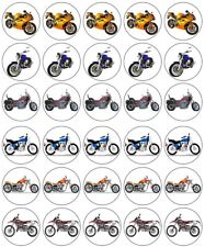 Motorbikes Cupcake Toppers Edible Icing Wafer Decor Birthday Party Biker Rider