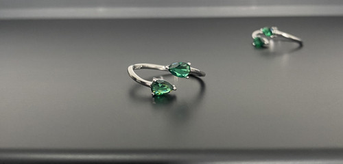 Silver emerald ring - emerald,
