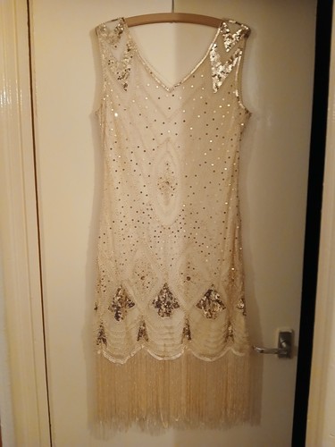 Beige flapper dress - flapper, +