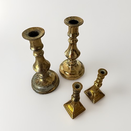 Vintage candle holders - vintage, brass