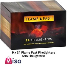 9 x Flamefast 24 Firelighters  Quick Start, Eco Barbecue, Wood Burner