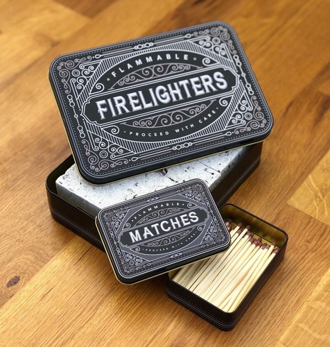 Firelighter tin metal box - firelighter,