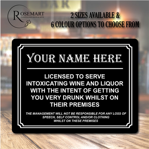 Funny personalised bar - personalised, sign