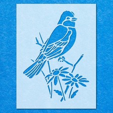 Bird Perched  Flowers Branch Stencil: Mylar Airbrush Wall Art Painting Crafts