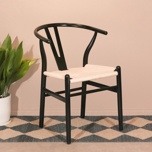 Black wooden wishbone armchair - wooden,
