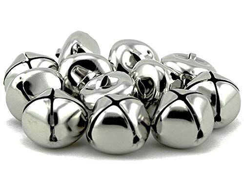 10x 25mm silver jingle bells - silver,