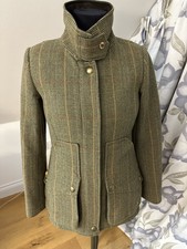 Joules Ladies Fieldcoat Mr Toad Green Tweed Wool Check Jacket UK 12 VGC