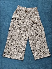ZARA Black White Animal Print Elastic Waist Trouser Pants S Lightweight Pockets