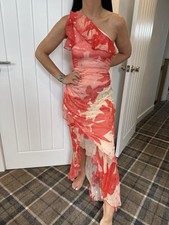 LIPSY DRESS SIZE 14 METALLIC THREAD CHIFFON 1 SHOULDER FRILL STYLE NEW WITH TAGS