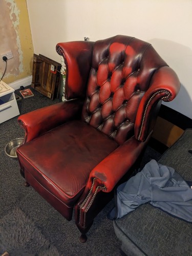 Chesterfield leather recliner - leather,