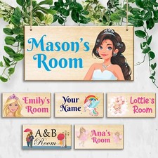 Hanging Wooden Bedroom Wall Door Personalised Girls House Room Hanging Sign