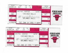 Chicago Bulls vs Orlando Magic Unused Basketball Tickets 1/10/1995