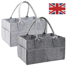 Felt Baby Diaper Organizer Caddy Changing Nappy Kids Storage Carrier Grey Bag UK
