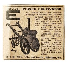 1924 Red E Power Cultivator Plow Advertisement Bosch Magneto Agriculture F8A