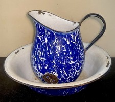 RARE PITCHER & BOWL SET COBALT