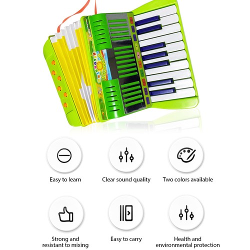 Green key bass - 17-key, kids