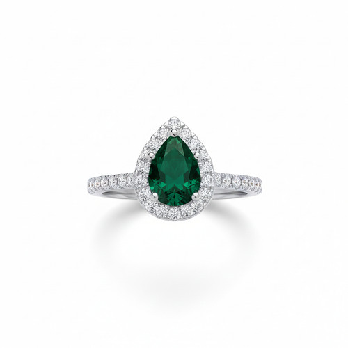 Sterling silver emerald ring - sterling,
